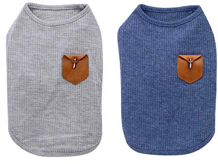 YAODHAOD Camiseta Minimalista Para Perros , Ropa Para Perros, Azul y Gris, Algodón Para Mini Perros, Perros Pequeños y Gatos (2 paquetes) (S-Puppy por uno o dos meses, Azul y gris)