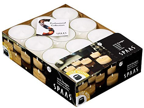 SPAAS 24 Clearlights, Teelichter mit durchsichtigem Halter, ± 10 Stunden, ohne Duft - weiß