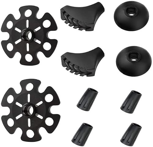 Vandringspinnar med gummitoppar 10-pack, reservspetsskydd, snökorgar, set med lerkorgar för vandringsstavar, passar de flesta standardvandring, vandring, promenadstavar