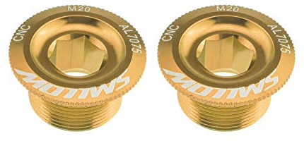 Create idea 2 Stück Gold Mountainbike Tretlager Kappe Kurbelarm Befestigungsschrauben CNC Aluminiumlegierung kompatibel mit Shimano HollowTech II Deore XT SLX Saint & Zee (MTB)