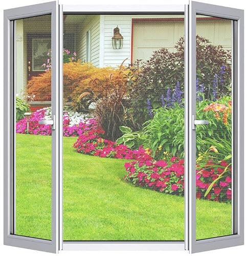 Moustiquaire Fenêtre 150x150 cm (Lot de 2) – DIY, Ajustable & Découpable – Sans Perçage, Maille Fine – Inclut Ruban Adhésif + Découpeur –Blanc