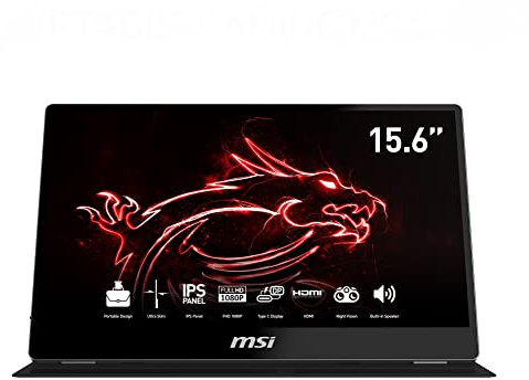 MSI Optix MAG162V Gaming IPS Monitor - 15.6 Inch, 16:9 Full HD (1920 x 1080), IPS, 60Hz, HDMI, Type-C, Frameless, Less Blue Light, Portable Monitor, Black