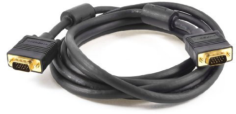 Ruilogod Interfaz dorada VGA 15 Pin Male/Male Cable de extensión Negro 3 metro