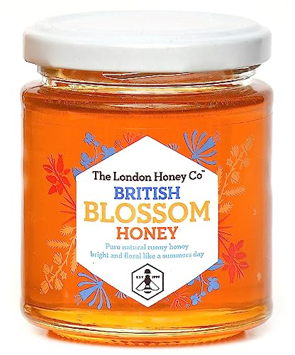 London Honey Company - British Blossom Jar 227g - 100% Pure Natural Unpasteurised Raw Honey - Sustainably Produced from our own Beehives.
