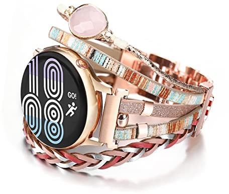 CHARMINGO 20mm Boho Bracelet Compatible with Samsung Galaxy Watch 4/5/Active 2 Watch Band 40mm 44mm/Galaxy Watch 5 Pro 45mm/Watch 3 41mm/Watch 4 Classic 42mm 46mm, Beaded Watch Strap for Women Men