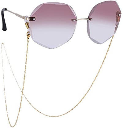 TEAMER Brillenkette, Edelstahl, Perlen, Brillenkette, Brillenband, Umhängeband für Damen, Wasserwelle, Gold, Einheitsgröße