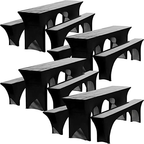 infactory Biergarniturhussen: 12-teiliges Stretch-Hussen-Set für Biertischgarnitur, anthrazit (Tisch-Spannbezüge, Bankbezüge, Stuhl)