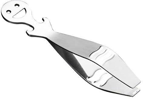 HOMRAA 2 Stainless Steel Fishbone Clips - Stainless Steel Fish Bone Tongs with Thickening Steel,Fishbone Tool Ergonomics Design Tail Smiling Face Hanging Hole