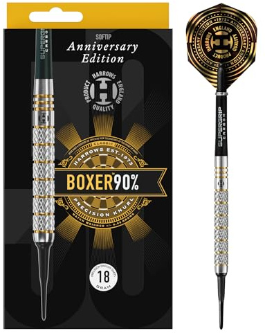 Harrows Soft Darts 50 Years Golden Anniversary Edition Tungsten Softtip Dart Softdart högkvalitativ volfram dartpilset med skaft och flights (boxer 90 %)