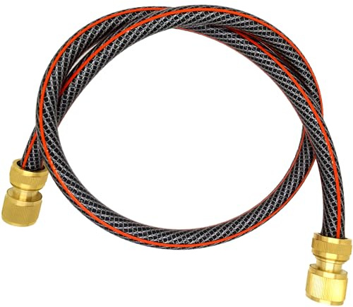 Garden Hose Pipe, Outdoor Tap to Reel Connection Set with 2 Brass Quick Connectors, Anti-Kink, Reinforced 6 Layers, Non-Toxic 1/2 Hose (1 m / 3.28 ft)