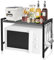 ASelected Expandable Microwave Oven Rack Height Adjustable 2 Tier Kitchen Counter Shelf Rack 6 Hooks Width 40 or 60Cm Black