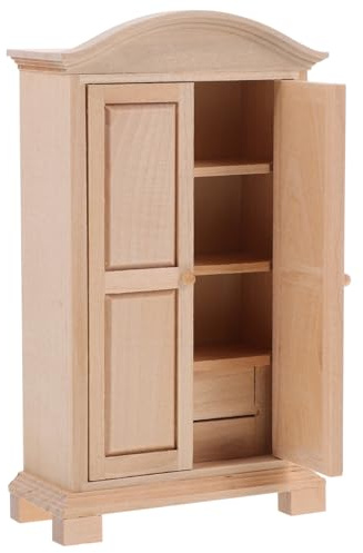 Abaodam Miniatur Kleiderschrank Für Puppenhaus Handgefertigtes Holzmodell Naturfarbe Für Miniatur Schlafzimmer Oder Esszimmer Perfektes Für Jedem Anlass