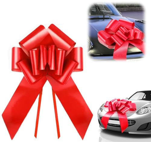 YOYEAH XXL Auto Schleife (76 cm / 30 Zoll) - Groß Geschenkschleife für Auto, Weihnachten & Haushalt. Riesen Schleife Perfekt für Autos & Haushaltsgeräte, 18 Geburtstag Auto (Rot)