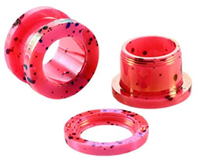 Stfery Ohrringe Tunnel 4mm, 2 Stk Ear Plug Acryl Rosa Ohrringe Plugs Männer Rosa Reifen Mit Dot Muster