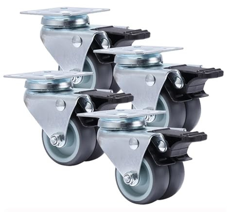 4 Stücke Lenkrollen 2 Zoll Heavy Duty Schwenkbare Weiche Gummirolle Mit Bremse for Plattformwagen Möbelräder(4PCS with brake)