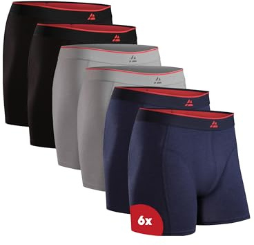 DANISH ENDURANCE Men's Bamboo Boxers Soft, Comfortable, Breathable Underwear, Tagless, With or without fly, 6 Pack Multicolour (2xBlack, 2xGrey, 2xNavy Blue) S