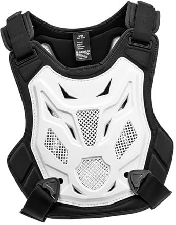 Ronyme Motocross-Brustschutz, atmungsaktiv, verschleißfest, leicht zu tragen, Motorrad-Körperschutzweste, vielseitig einsetzbar, für Radsportler und, Weiß