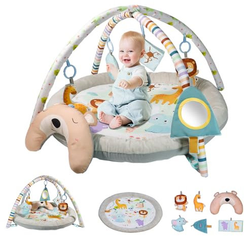 Baby Play Mat, Activity Gym Play Mat for Newborn with Hanging Toys Tummy Time Pillow and Comfy Baby Mats for Floor Play Playmats & Floor Gyms Toys for 0-36 Months Infants Newborn