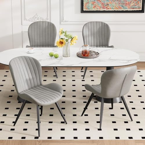 Hawthyhome Esszimmerstühle 4er Set Ergonomischer Stuhl Grau | Stühle Esszimmer,Polsterstuhl mit Wasserdichtes Material & Metallbeine,Küchenstuhl für Esszimmer,Wohnzimmer,Balkon,Büro