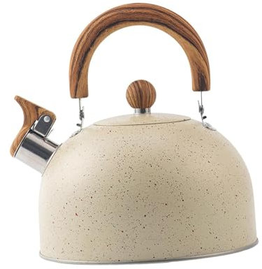Milageto Bouilloire à thé pour cuisinière 2,8 litres Pots sifflants pour cuisinière Café Lait Camping Théière sifflante antirouille 95 onces