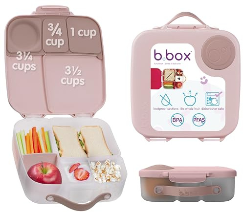 b.box Lunchbox | Large Bento Box with 4 Compartments (2 Leakproof), Removable Divider, Gel Cold Pack | Ideal for School | from 3+ | 2L Capacity