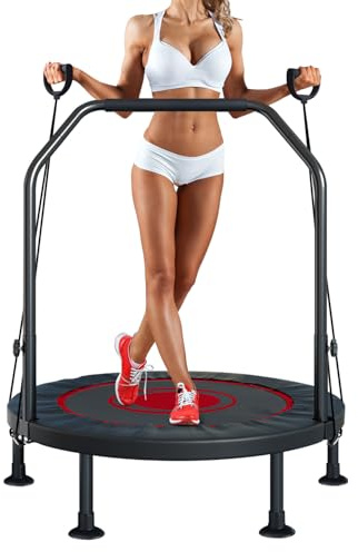 Mini-Trampolin, 101,6 cm, faltbar, Fitness-Trampolin, für den Innenbereich, klein, für Training, Fitness, mit 2 Widerstandsbändern, Indoor-Outdoor-Übung, Rebounder-Workout für Kinder und Erwachsene