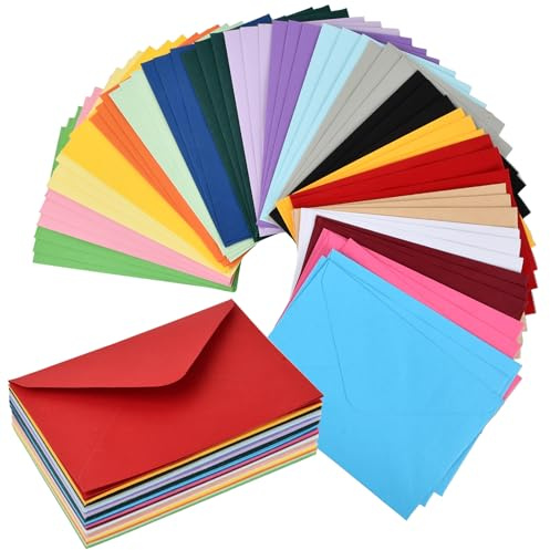 Wisebom 60 Stück Briefumschläge Bunte Mini Farbige 20 Farben für Geschenkkarten, Bargeld, Hochzeiten, Weihnachten