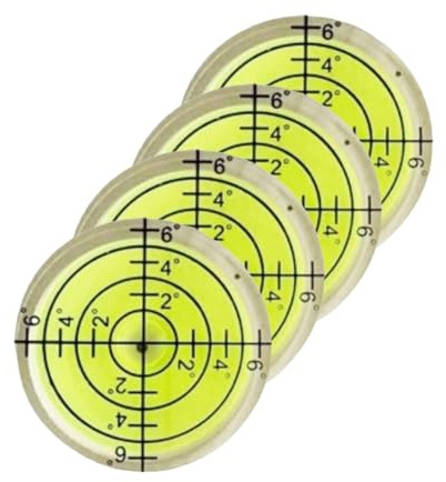 4 Stück Wasserwaage Set, Libelle Wasserwaage, Mini Wasserwaage, Libelle, Libelle Wasserwaage Schnur, Rundwasserwaage, Dosenlibelle, Kleinwasserwaage Für Kamera, Camping, Hängebilder (32X7 mm)
