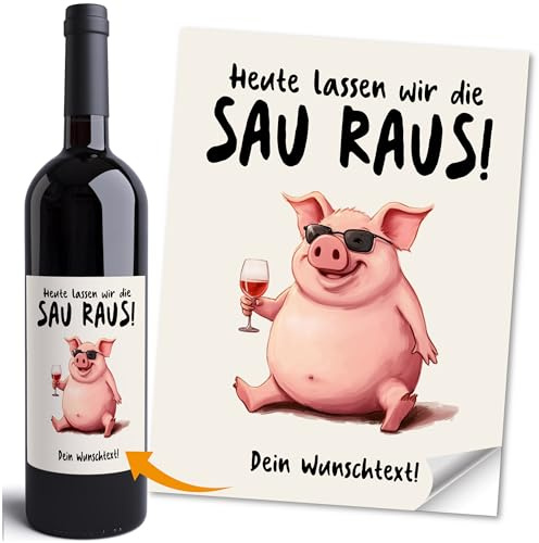 Moonworks® Weinetikett Geburtstag personalisiert Spruch Dein Wunschtext Anpassen Flaschenetiketten selbstklebend Weiss unisize