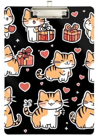 Foiosoh Happy Cats Klemmbrett für Stillen, wasserdicht, für Klassenzimmer, für Lehrer, Grundschule, Größe 22,9 x 30,5 cm, Schwarz und Rot