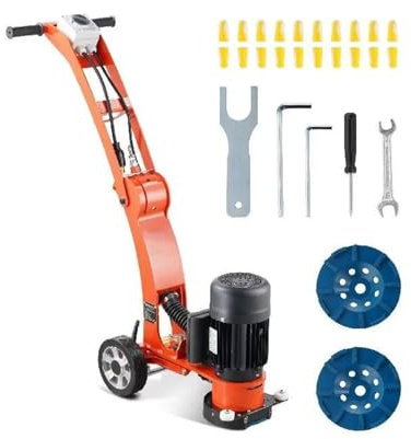 Concrete Floor Grinder 7inch Walk-Behind 1.7HP Electric Floor Polisher for Granite Marble Stones - Powerful & Efficient Grinding Machine