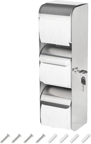Toilettenpapierhalter aus Edelstahl mit 3 Rollen, Wandhalterung, kommerzieller Toilettenpapierspender mit Schloss, Doppelrolle, berührungsloser Verriegelung, Toilettenpapier-Handtuchspender für