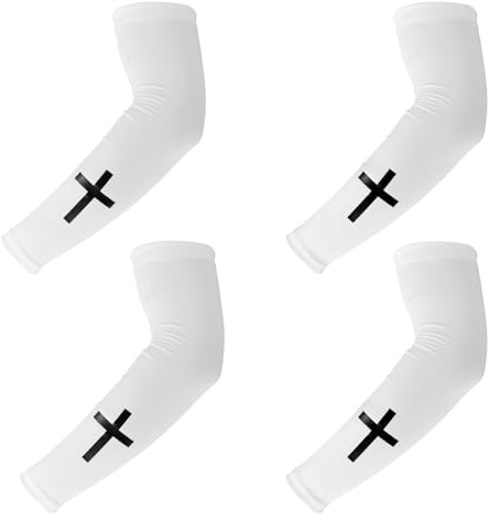 BOXOB 2 Pares Manga del Brazo, Mangas Brazo con Cruz de Fe Poliéster de Secado Rápido Ideales para Hombres Mujeres Fútbol Baloncesto Béisbol Correr Ciclismo y Actividades Al Libre