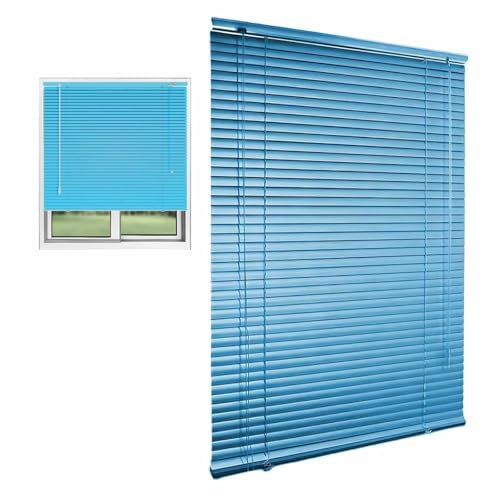 Persianas Venecianas para Ventanas Puertas Venecianas de Aluminio Estor Ajustable Protector de Luz para Cortinas de Cocina Baño Domitorio(Sea Blue)