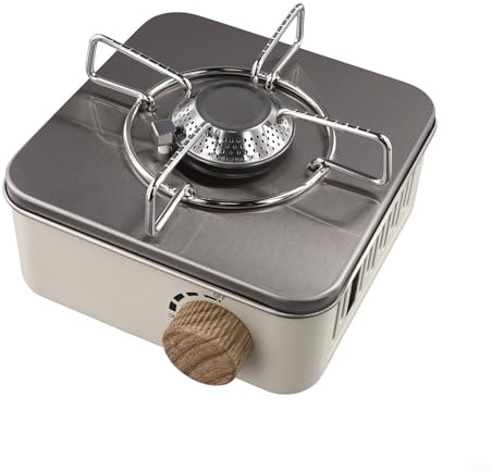 Hasaller Réchaud à cassette de camping portable - Brûleur à gaz butane - 2800 W - Réchaud à gaz butane avec valve de commande réglable - Pieds antidérapants pour randonnée et randonnée (blanc)