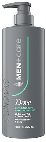Dove Men+Care 2-in-1 Shampoo + Conditioner 1 ct Dandruff Defense to Moisturize Hair & Scalp, with Pyrithione Zinc, 18 FL OZ