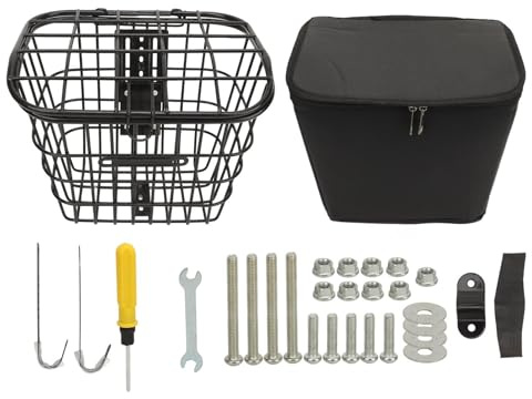 Miskall Metal Folding Electric Bike Basket, Front Quick Release Basket for Electric Scooter Universal Hanging Basket Inner Bag for City Travel and Sports