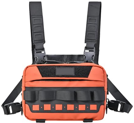 yakermur Borsa per il petto - Pack petto utility | Gilet leggero di stoccaggio di attrezzature da per uomo e donna, per allenamento, caccia, ciclismo, escursionismo e, arancione, Se référer au