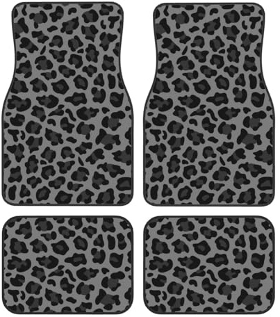 Grauer und schwarzer Leopard, Auto-Fußmatten 4er-Set, Fahrzeug-Bodenteppiche, rutschfeste Auto-Fußmatten, Autozubehör