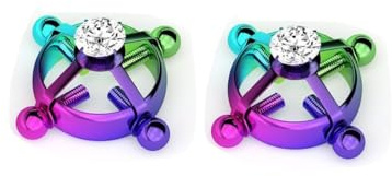 Lot de 2 faux anneaux de tétons en acier inoxydable pour femme, bijoux délicats et tendance (coloré) F1-A1