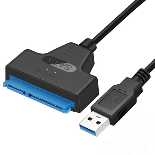 SVVOMALCLO USB 3.0 to SATA III Hard Drive Adapter Cable | High-Speed 5Gbps Data Transfer for 2.5 SSD & HDD | Plug & Play Portable Recovery Solution with Backup Software