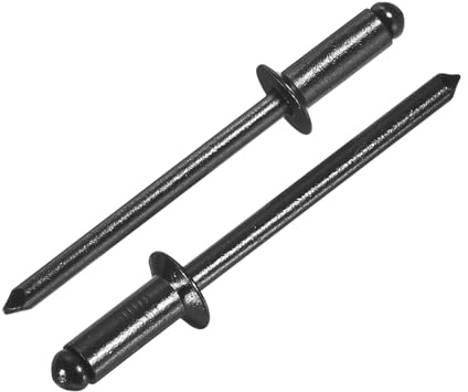 QUARKZMAN 50Pcs Remaches Ciegos De Aluminio 5/32x3/8, Empuñadura De Aluminio Y Vástago De Acero, Remaches De Cabeza Avellanada Y División Larga Para Metal, Muebles, Automoción, Negro