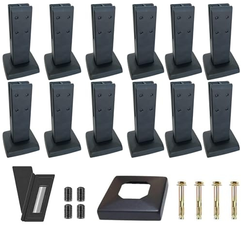 Pince de Fixation Robuste en Acier Inoxydable 304 pour Garde-Corps en Verre, Embout Noir pour Balustrade de Piscine, Rampe de terrasse, système de Garde-Corps d'escalier,Middle Spigot,12 Pack