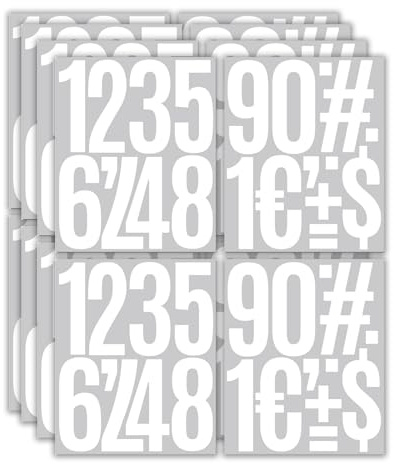 WakiHong 12 Blätter Zahlen Aufkleber Wetterfest Klebezahlen Aufkleber | Vinyl Number Sticker 12.7 cm Für Postkasten Schilder Hausnummern (Weiß)