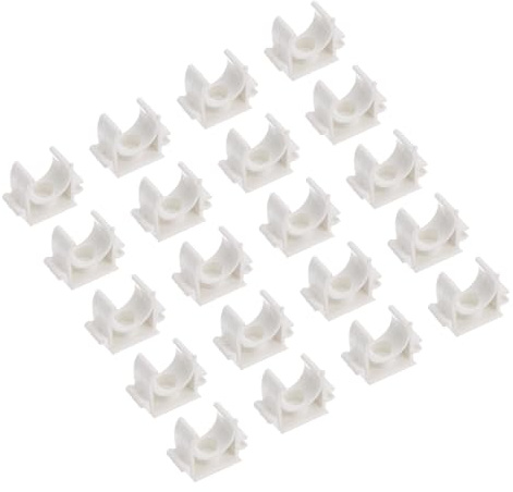 QUARKZMAN 20 Stück Rohrschellen 16mm U-förmige Klemmschelle Weiß | PVC Rohrclip Kunststoff Rohrklemmen Steckbar, Zum Festschrauben für Wasser Schlauch Stangenrohr Isorohr Elektrokanal