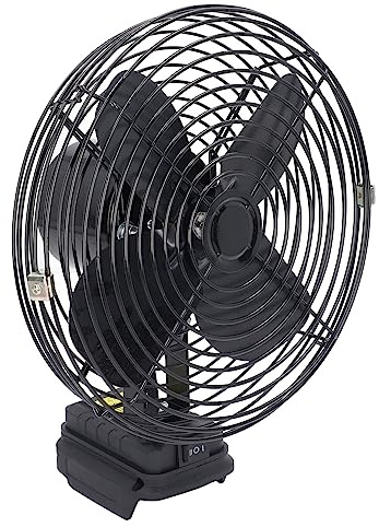 MasYosh Ventilatore Elettrico Ricaricabile da 18 V, Telaio Portatile in Acciaio Legato con 4 Pale in Metallo, per Cantieri da Campeggio Officine Casa All'Aperto