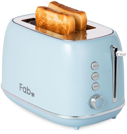 Fab by Kitchen in the box Grille-Pain 2 Fentes Vintage, Toaster Design avec 6 Coloris Disponibles, 7 Niveaux de Dorage, Décongélation, Réchauffage et Annulation