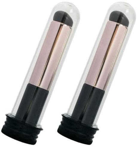 VILLCASE Brocha de Labios de Silicona Redonda 2 Piezas Estuche, Aplicador para Bálsamo Labial y Maquillaje, Pincel Versátil Portátil para Cuidado y Coloración de Labios