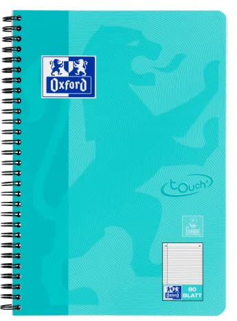 Oxford Touch Collegeblock B5 linjerat med marginal, 80 ark, aqua, 1 st