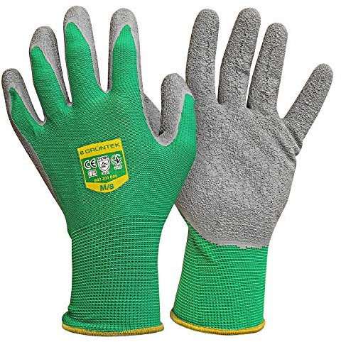 GRÜNTEK 5 Paar Gartenhandschuhe mit Latex-Beschichtung, Garten- und Bauhandschuhe, Arbeitshandschuhe geeignet für den privaten und gewerblichen Gebrauch (M/8)